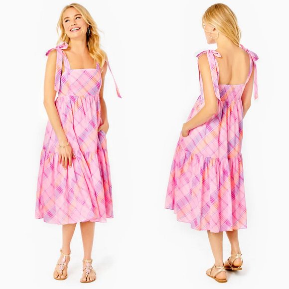 Lilly Pulitzer Dresses & Skirts - Lilly Pulitzer Anlee Cotton Midi Madras Plaid Dress